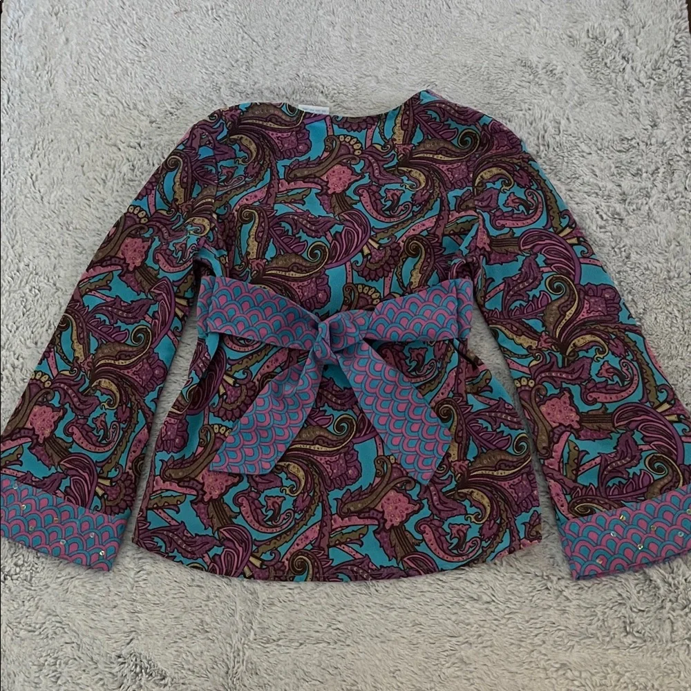 Mary-Kate & Ashley Multicolor Paisley Wrap Top Vintage SZ M 7-8 - Picture 6 of 6